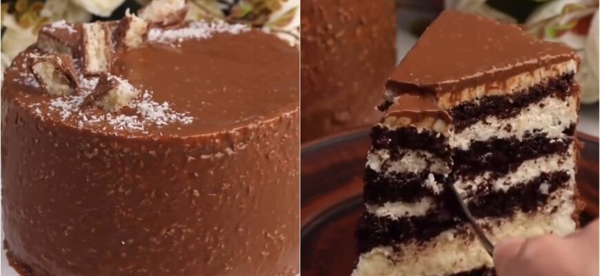 Ви повинні його спробувати! Торт "Баунті" - ніжний бісквіт, кокосовий прошарок та смачний крем! 1 20241223 203220