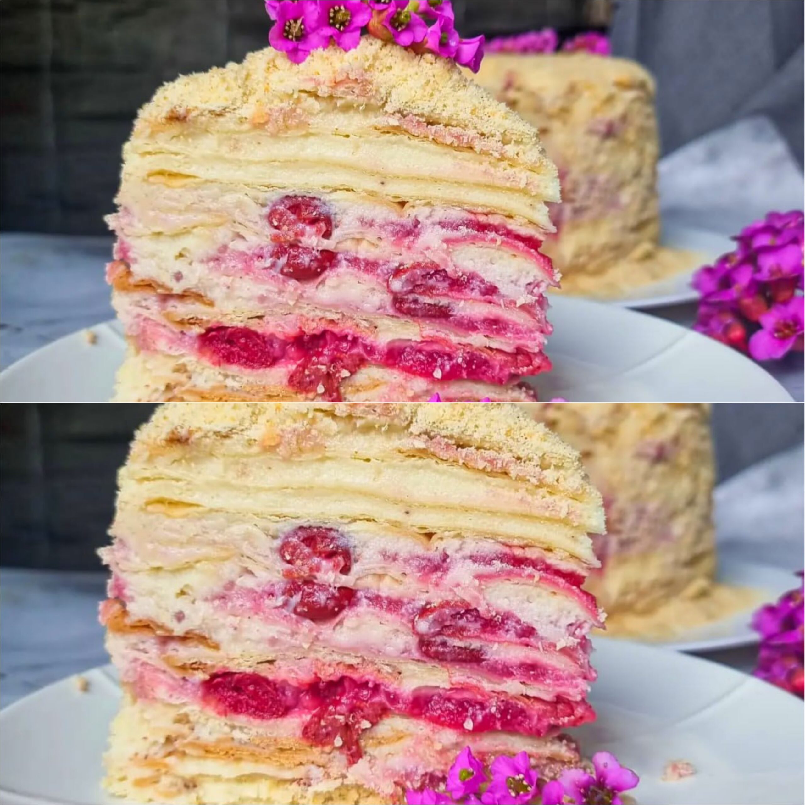 Один з кращих! Дуже простий і смачний рецепт знаменитого торта "Наполеон" з вишнями