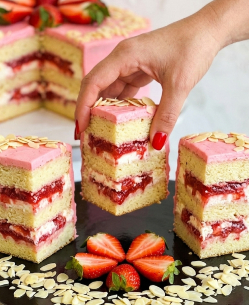 Торт “Полуниця з вершками🍓🍰” – найніжніший і дуже смачний тортик для святкового столу 6 9cf9d82c9d625149a522ffc7d3091e3f